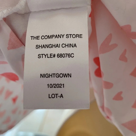 The company store button down long sleeve shirt nightgown hearts size XS white - Picture 8 of 8